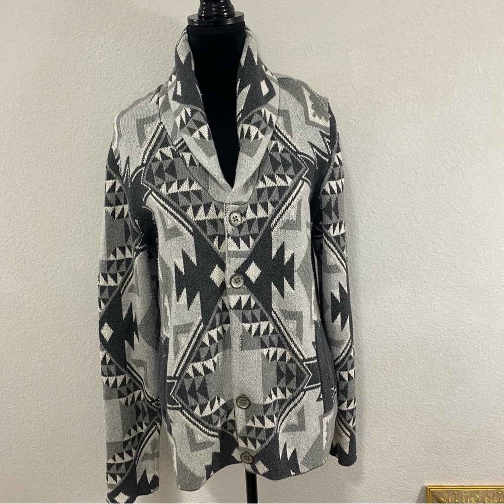 American Rag Geometric Patterned Cardigan, Size M, Cotton, Missing Button